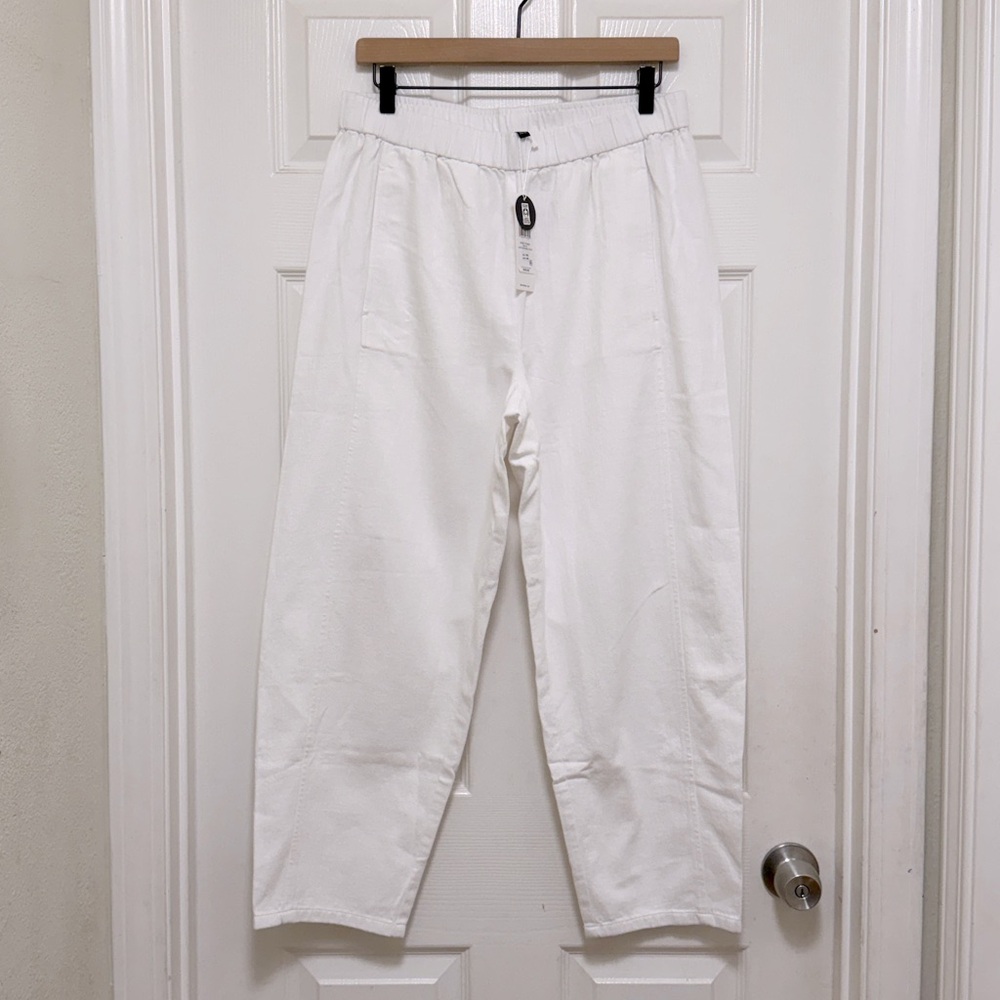 NWT Eileen Fisher Slubby Organic Cotton Linen Lantern Pant in White - Picture 7 of 12